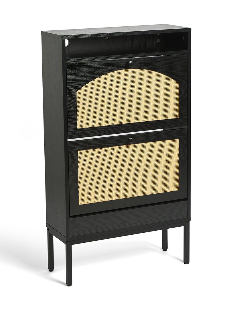 Migue home Shoe Storage Cabinet with 2 Shelves, Space - Saving, perfect for Entryway - Size 104.5cm x 59cm x 22.5cm in Black - Image 1